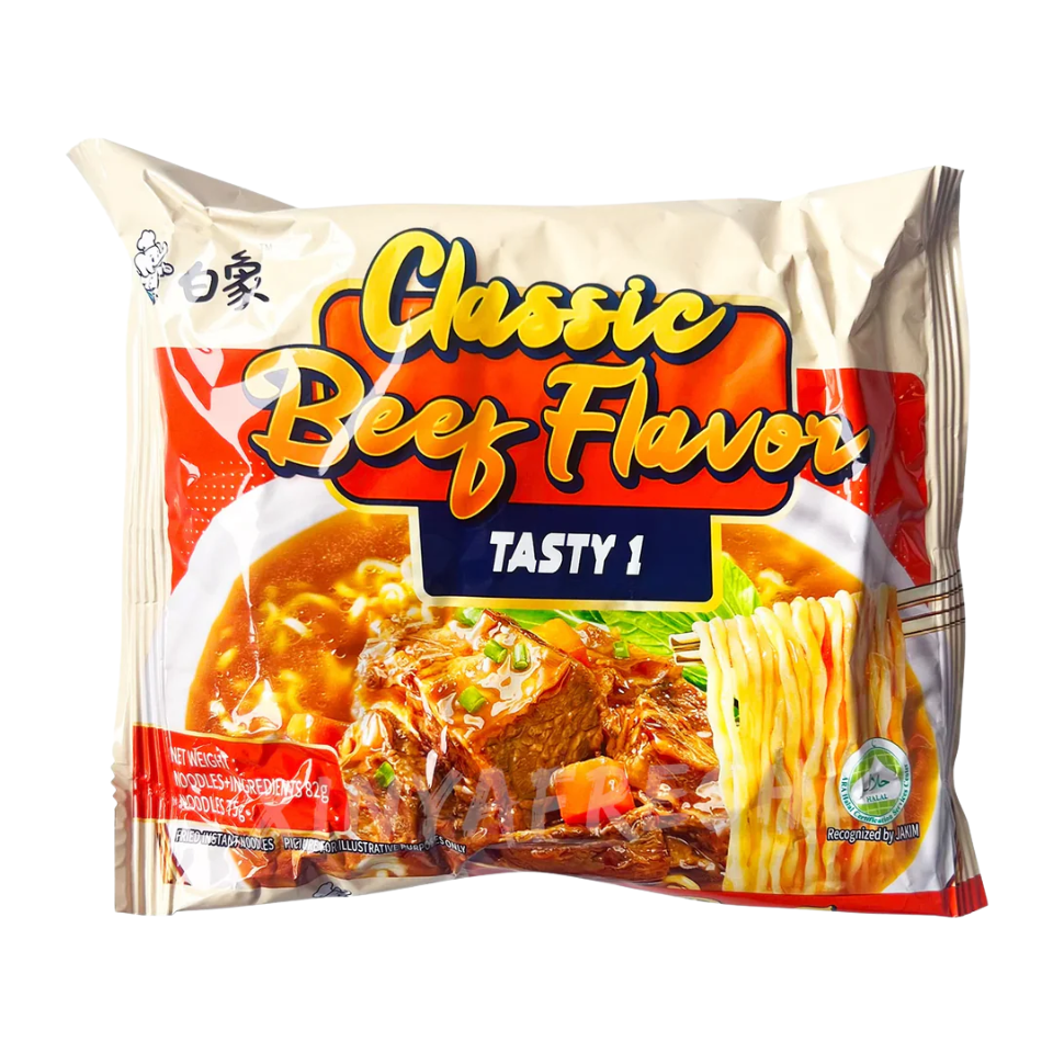 Лапша быстрого приготовления BaiXiang Tasty 1 — классический вкус говядины, 82 г