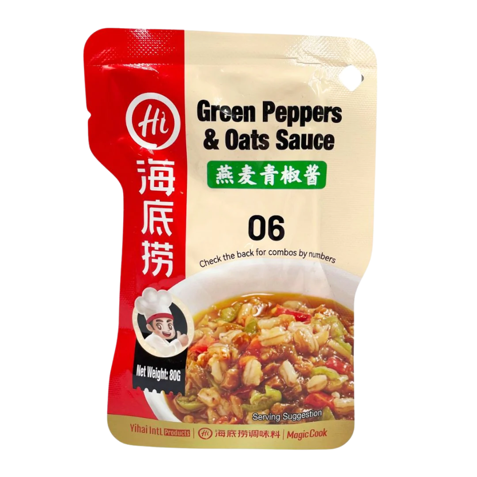 Haidilao auzu pārslu zaļās paprikas mērce, 80g