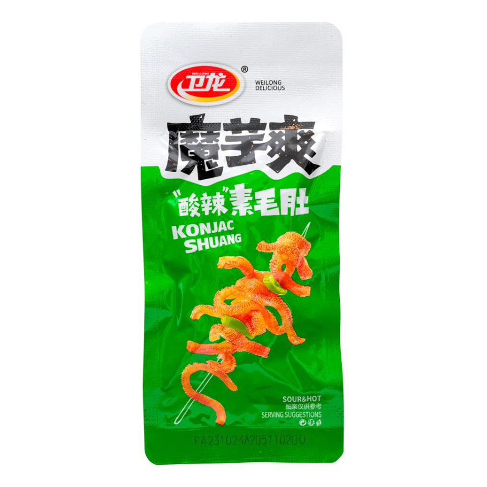 Weilong Konjac Shuang Konjack Snack - Syrlig & Stark Smak (Grön), 1 st, 9 g