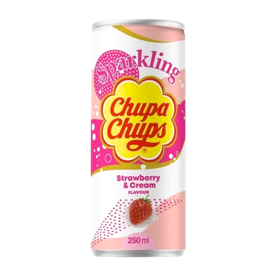 Chupa Chups Sparkling Drink - Strawberry & Cream, 250ml