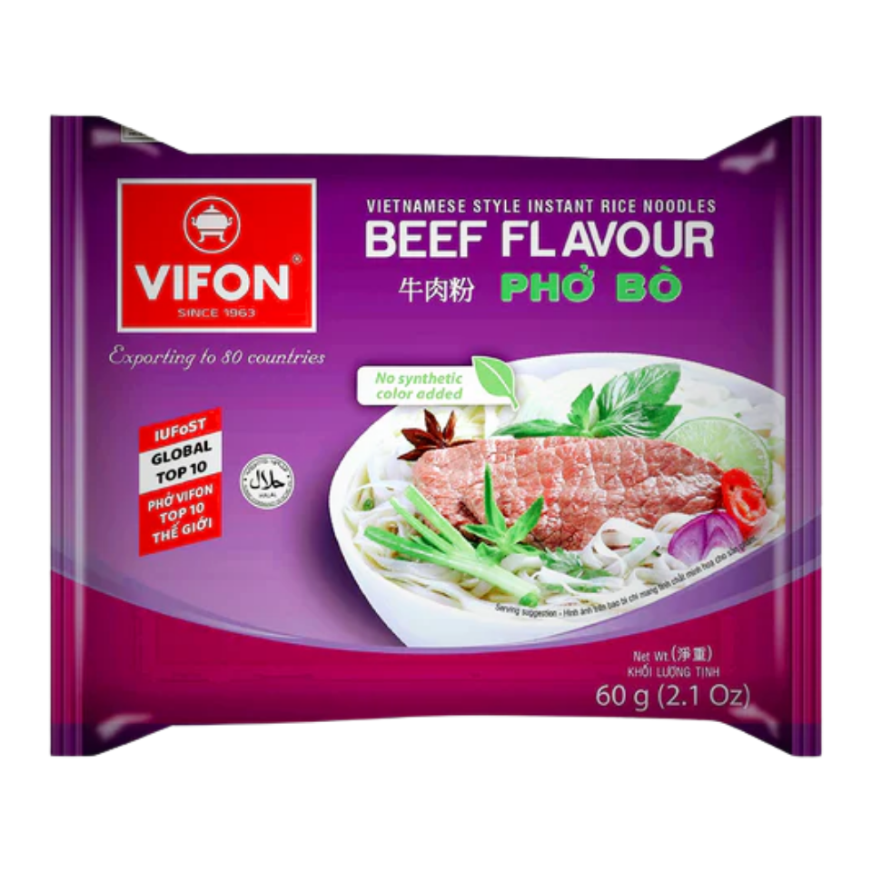 VIFON Instant Rice Noodle Pho Bo - Beef Flavor, 60g