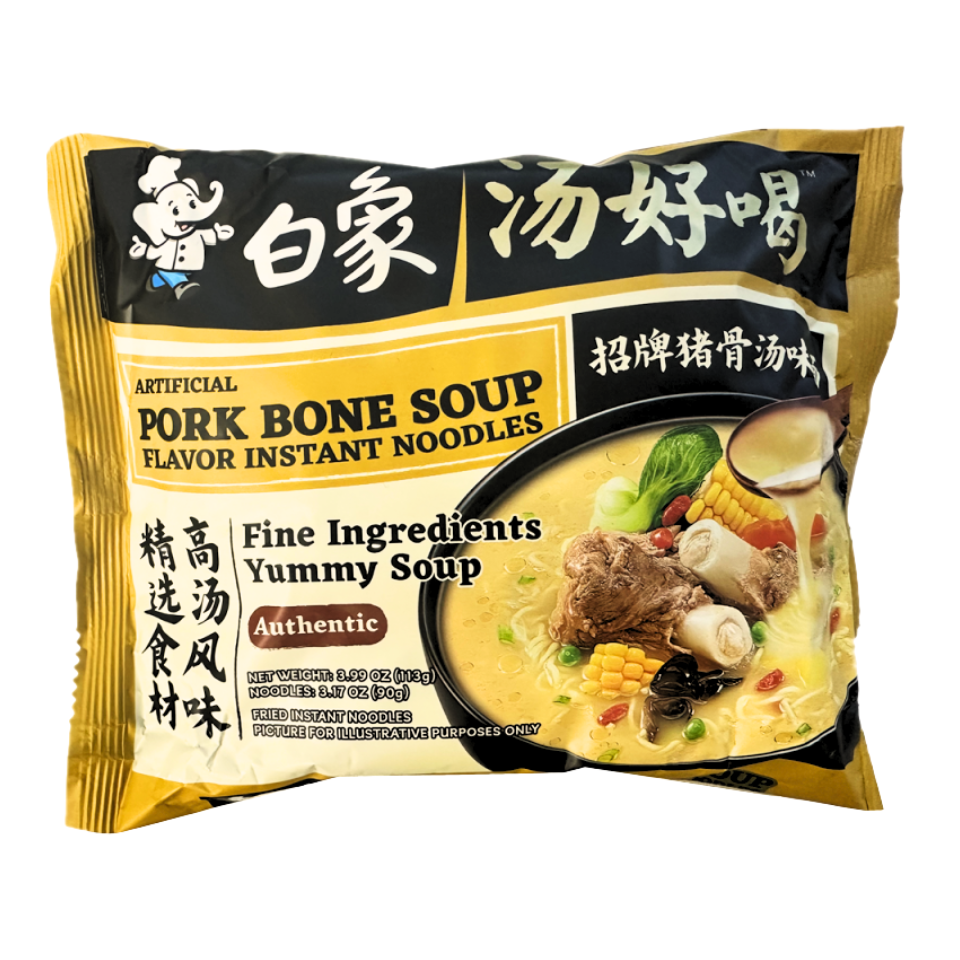 BaiXiang Greiti makaronai - kiaulienos kaulų sriubos skonis, 113 g