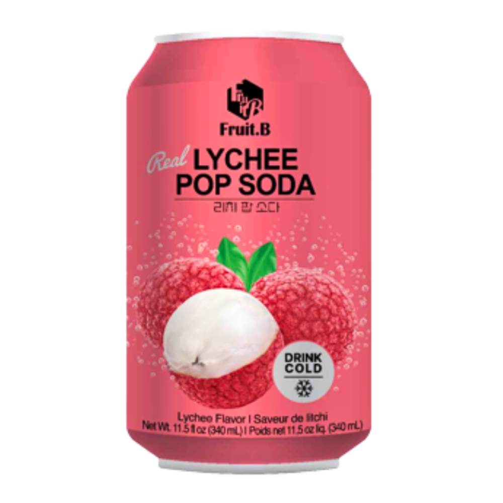 Fruit.B Carbonated Drink with Lychee Pieces, 340ml