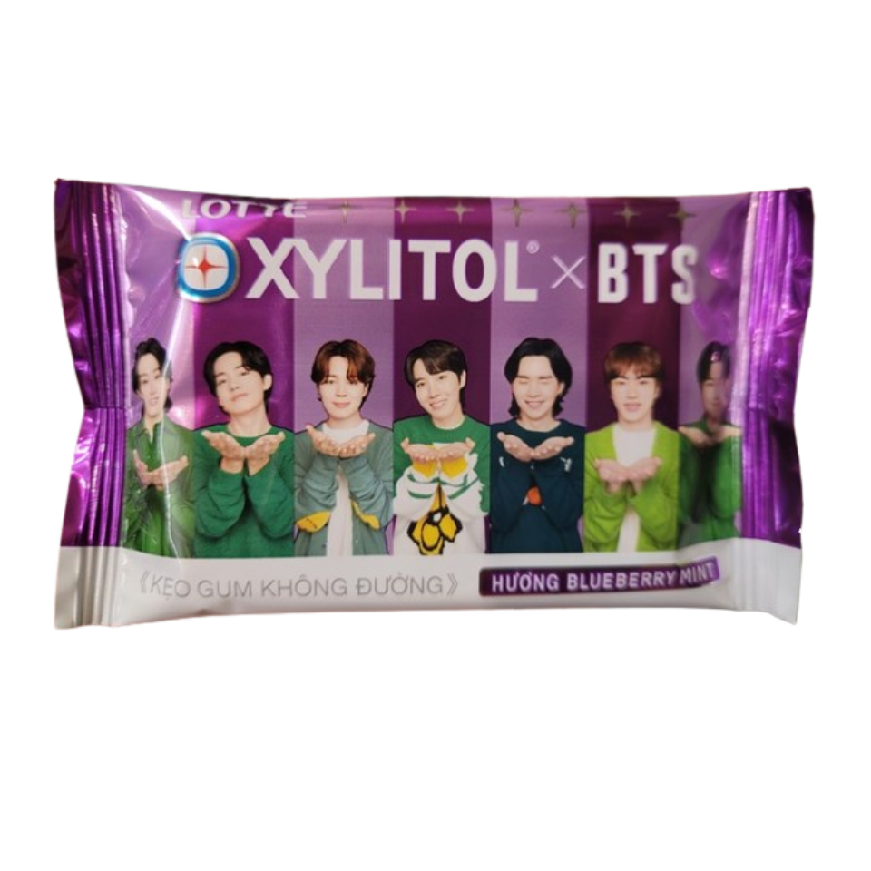 Lotte BTS No Sugar Blueberry-Mint Chewing Gum, 11.6g