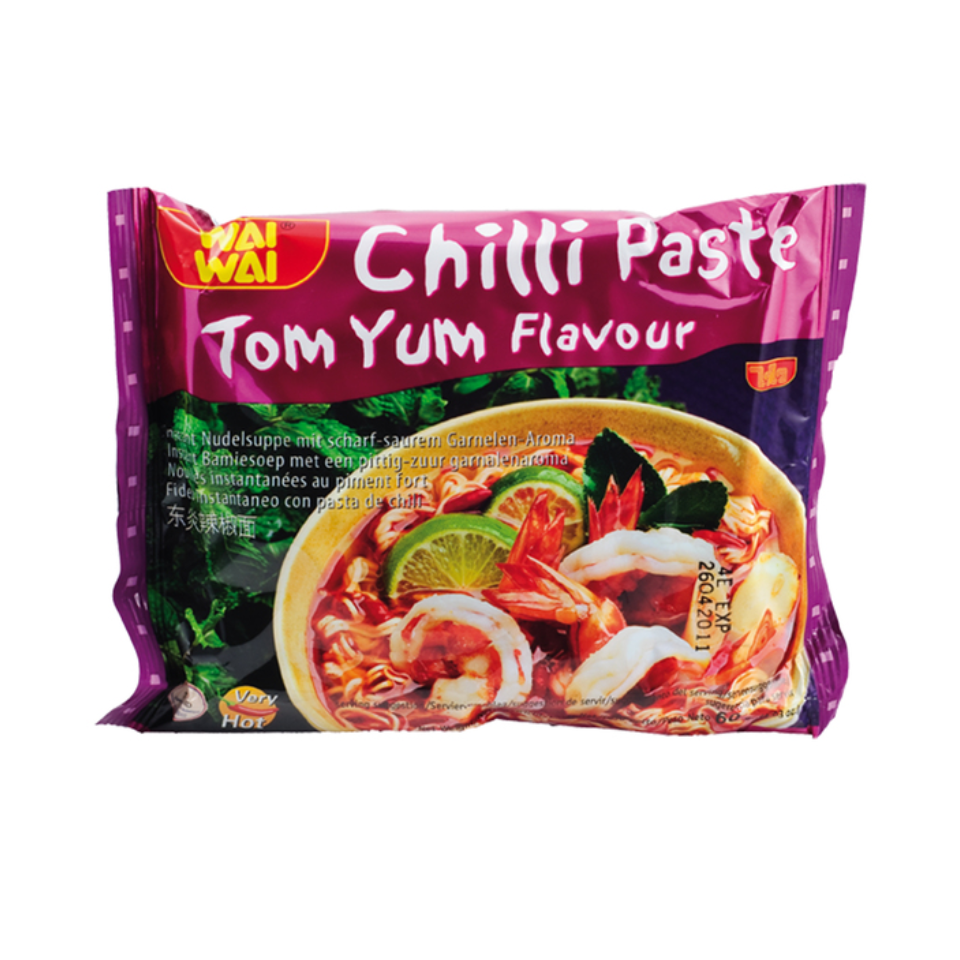 Wai Wai Instant Noodles Tom Yum Chili Flavor, 60g