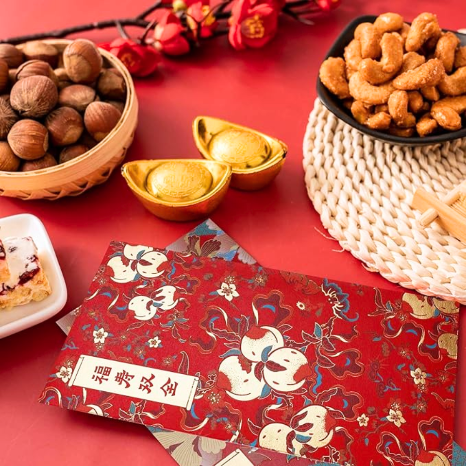 Chinese New year Red envelopes - Golden Snack, 1 Piece (17x9cm)