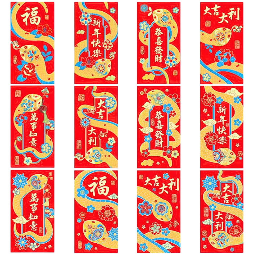 Chinese New year Red envelopes - Golden Snack, 1 Piece (17x9cm)