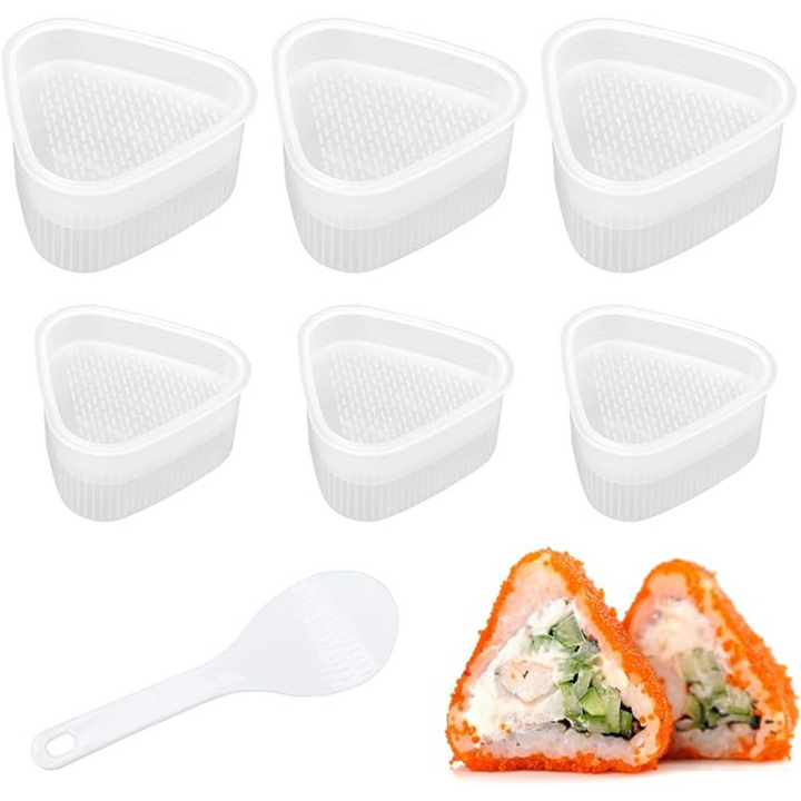 Vuteukis Triangle Onirigi Maker Mould - 3 Large and 3 Small Moulds with 1 Rice Spoon