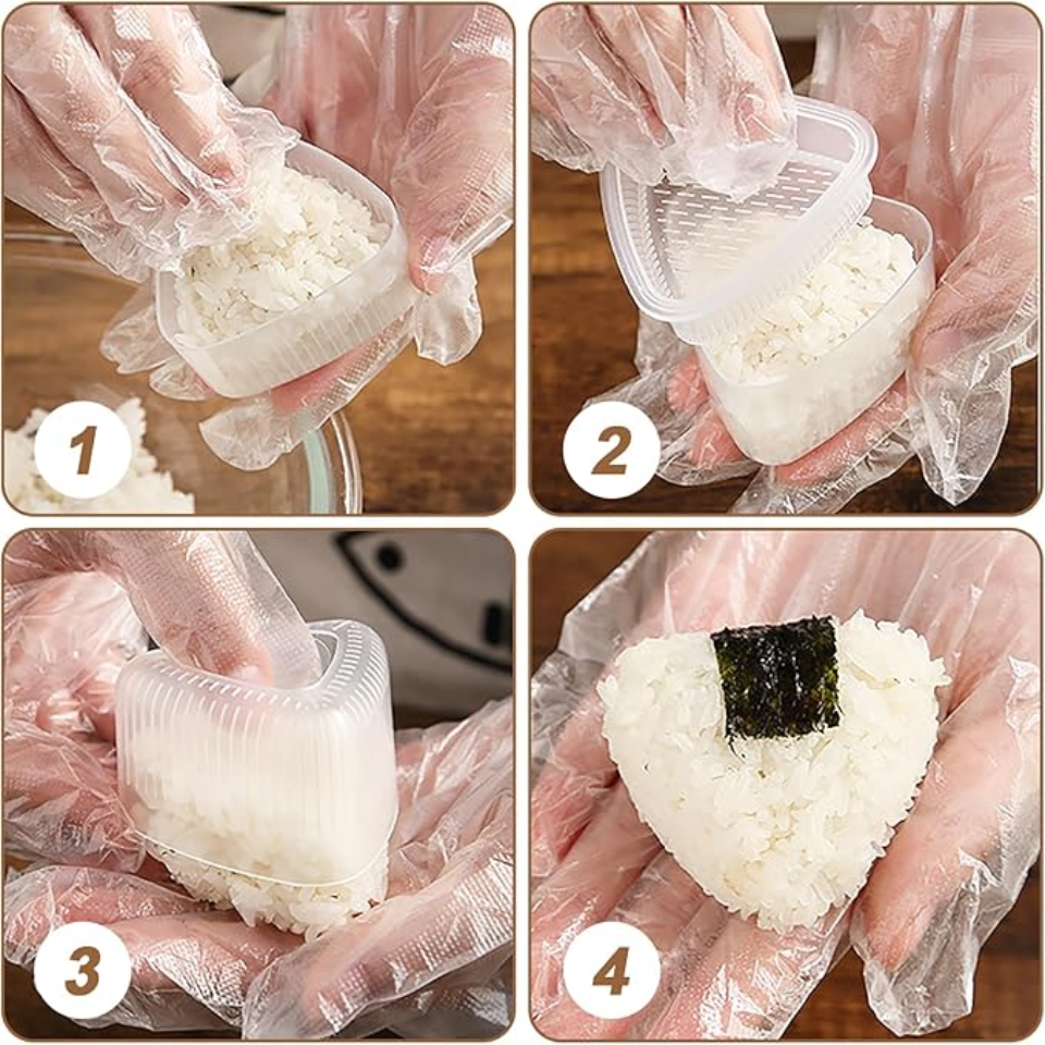 Vuteukis Triangle Onirigi Maker Mould - 3 Large and 3 Small Moulds with 1 Rice Spoon