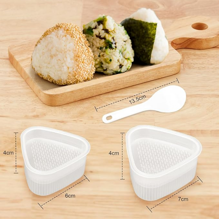 Vuteukis Triangle Onirigi Maker Mould - 3 Large and 3 Small Moulds with 1 Rice Spoon