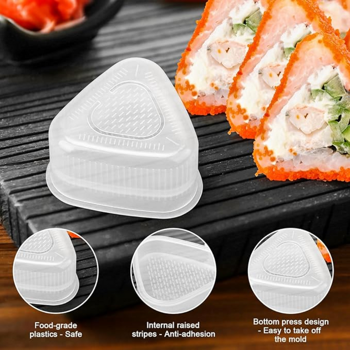Vuteukis Triangle Onirigi Maker Mould - 3 Large and 3 Small Moulds with 1 Rice Spoon
