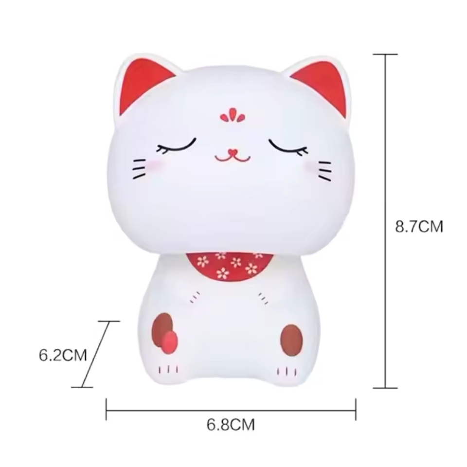 Kawaii Wobble Head Fortune Cat - Eyes Closed, 9cm