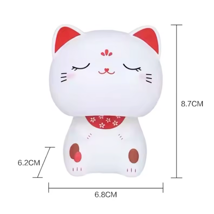 Kawaii Wobble Head Fortune Cat - Eyes Closed, 9cm