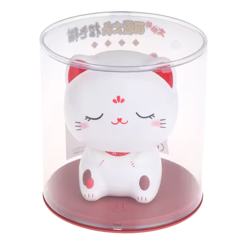 Kawaii Wobble Head Fortune Cat - Eyes Closed, 9cm
