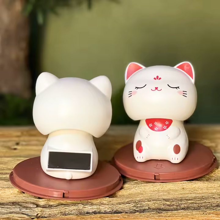 Kawaii Wobble Head Fortune Cat - Eyes Closed, 9cm