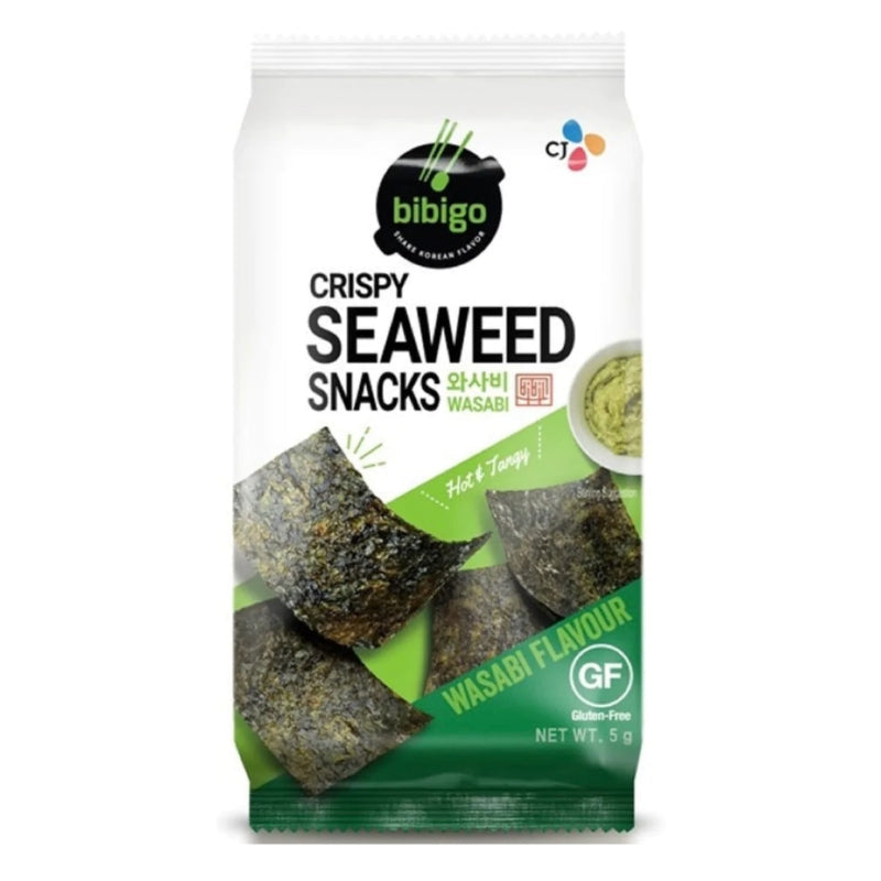 Bibigo Kraukšķīgas jūraszāļu uzkodas Wasabi, 5g